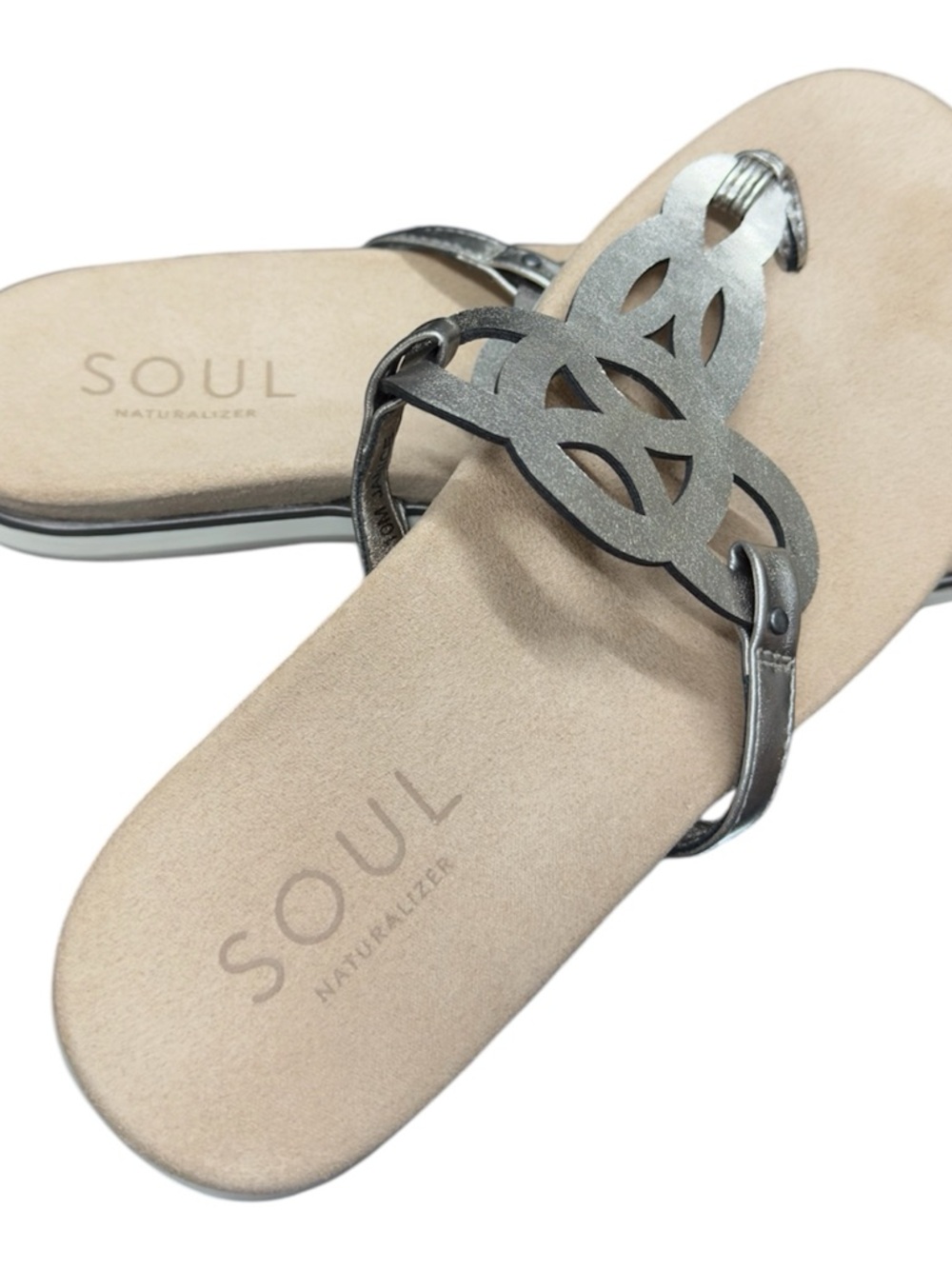 SOUL Naturalizer Metallic Silver Cutout Thong Sandals